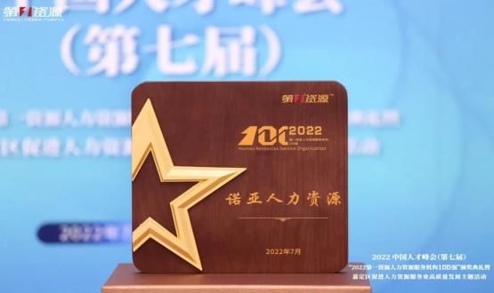 恭賀諾亞人力資源榮膺2022第一資源人力資源服務(wù)機構100強榜單！